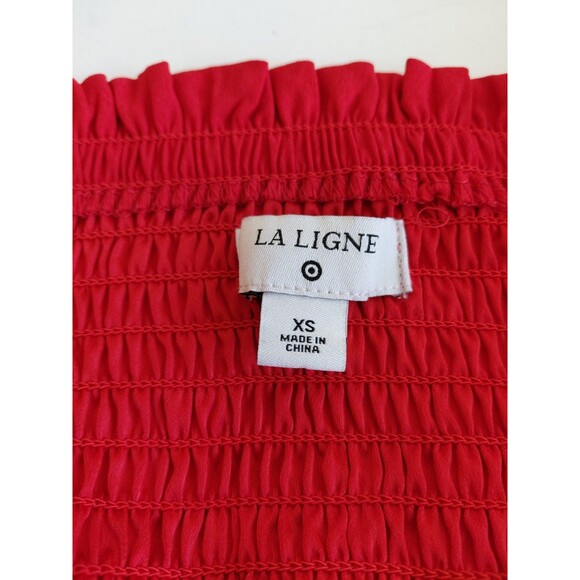 La Ligne Size XS Red Midi/Maxi Dress w/Puff Long Sleeve Smocking and Front Split - Picture 7 of 10